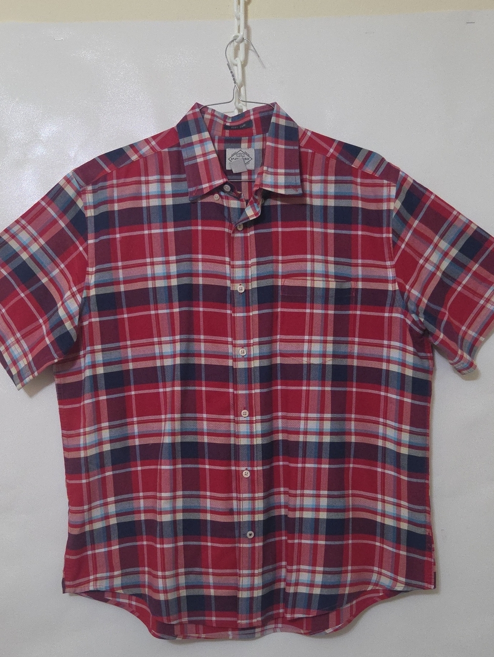 St. John's Bay Men's Red Plaid Short-Sleeve Button-Down Shirt - Size XL